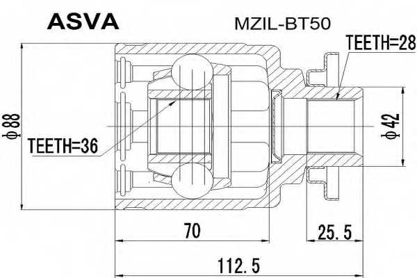 Шрус внутренний левый 36x42x28 (1021602214121201007224, китай) 12 <b>ASVA MZILBT50</b> - изображение