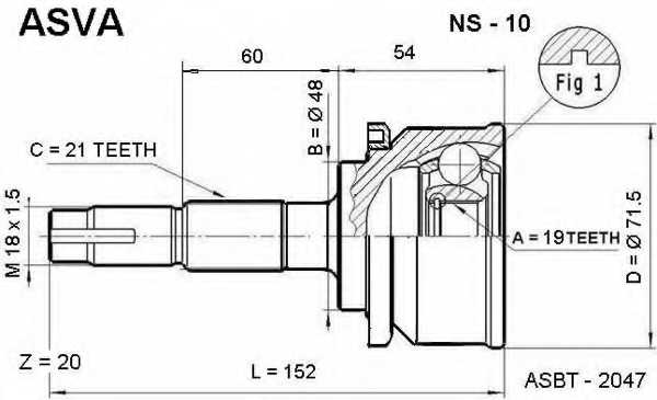 Снят с производства шрус внешний <b>ASVA NS-10</b> - изображение