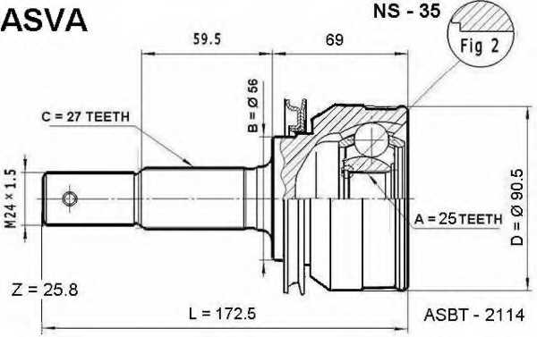 Шрус внешний | прав/лев | <b>ASVA NS-35</b> - изображение