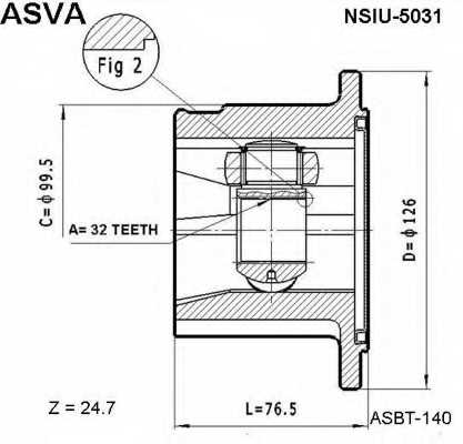 Шрус внутренний 32x126 <b>ASVA NSIU5031</b> - изображение