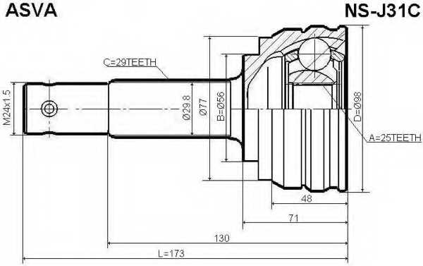 Шрус наружный 25x56x29 NSJ31C <b>ASVA NS-J31C</b> - изображение