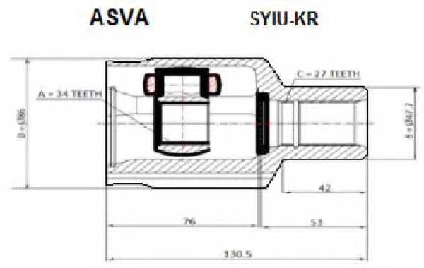 Шрус внутренний 34х47х27 [12] SYIUKR <b>ASVA SYIU-KR</b> - изображение