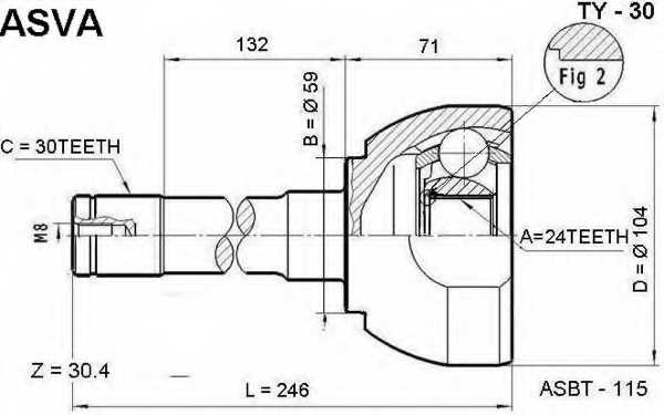 Шрус внешний <b>ASVA TY-30</b> - изображение