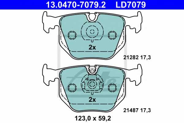 Колодки тормозные дисковые для BMW 3(E46), 7(E38), X3(E83), X5(E53), Z4(E85,E86) / LAND ROVER RANGE ROVER(LM) <b>ATE 13.0470-7079.2 / LD7079</b> - изображение