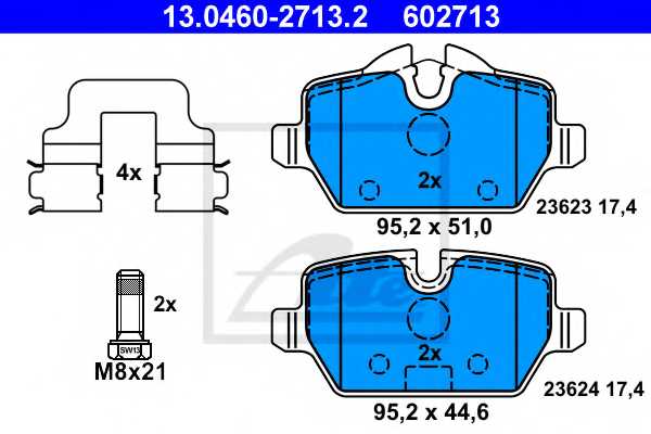 Колодки тормозные дисковые для BMW 1(E81,E87), 3(E90,E92) <b>ATE 13.0460-2713.2 / 602713</b> - изображение