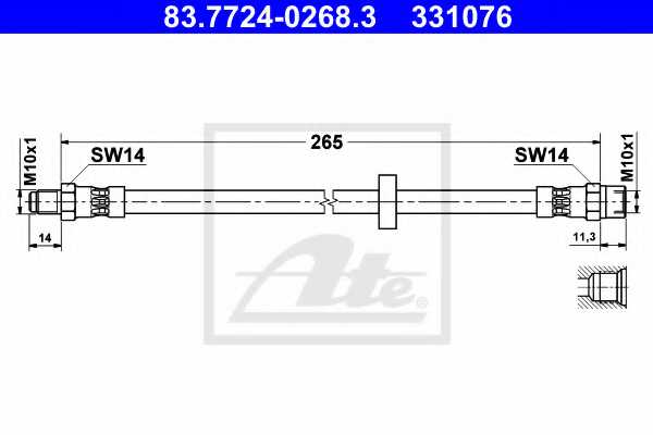 Тормозной шланг ATE 331076 / 83.7724-0268.3 - изображение