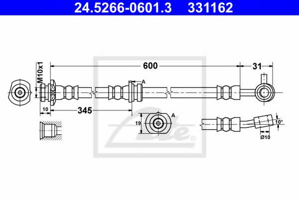 Тормозной шланг ATE 331162 / 24.5266-0601.3 - изображение