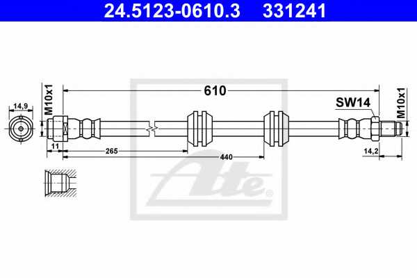 Тормозной шланг ATE 331241 / 24.5123-0610.3 - изображение
