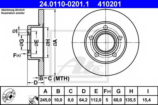 Тормозной диск ATE 410201 / 24.0110-0201.1 - изображение