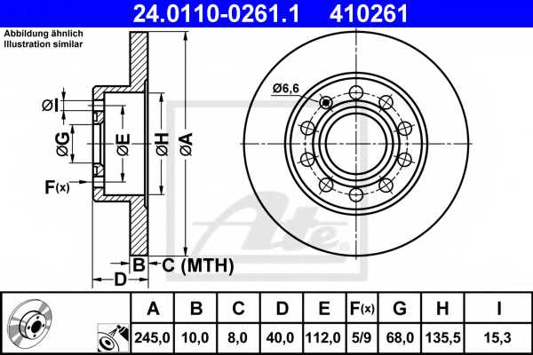 Тормозной диск ATE 410261 / 24.0110-0261.1 - изображение