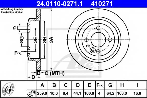 Тормозной диск ATE 410271 / 24.0110-0271.1 - изображение