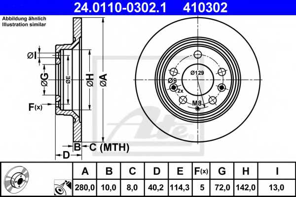 Тормозной диск ATE 410302 / 24.0110-0302.1 - изображение