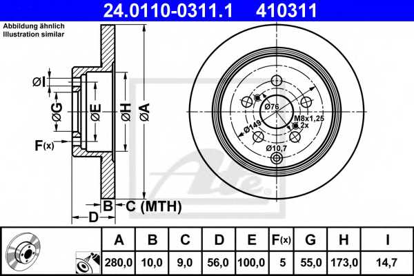 Тормозной диск ATE 410311 / 24.0110-0311.1 - изображение