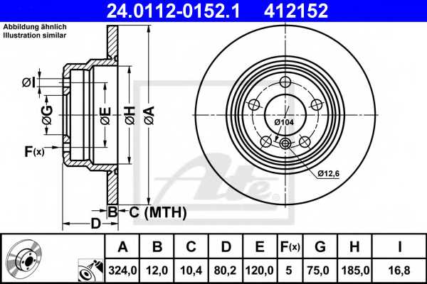 Тормозной диск ATE 412152 / 24.0112-0152.1 - изображение