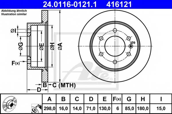 Тормозной диск ATE 416121 / 24.0116-0121.1 - изображение
