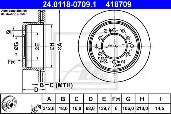 Тормозной диск ATE 418709 / 24.0118-0709.1 - изображение