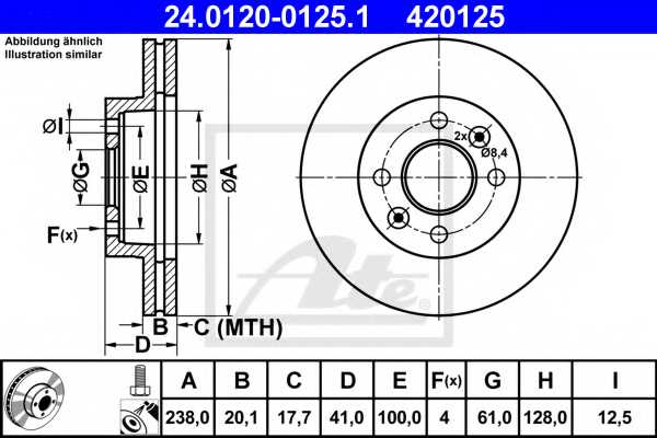 Тормозной диск ATE 420125 / 24.0120-0125.1 - изображение