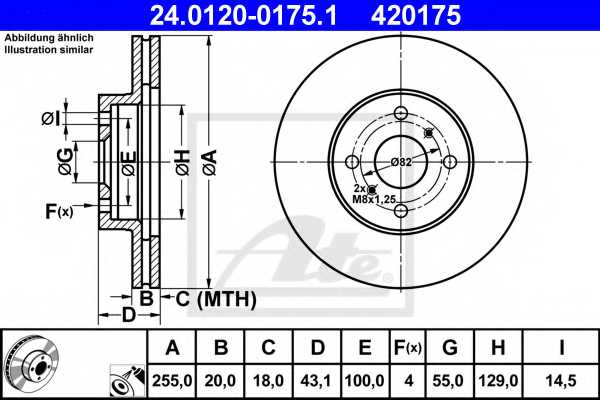 Тормозной диск ATE 420175 / 24.0120-0175.1 - изображение