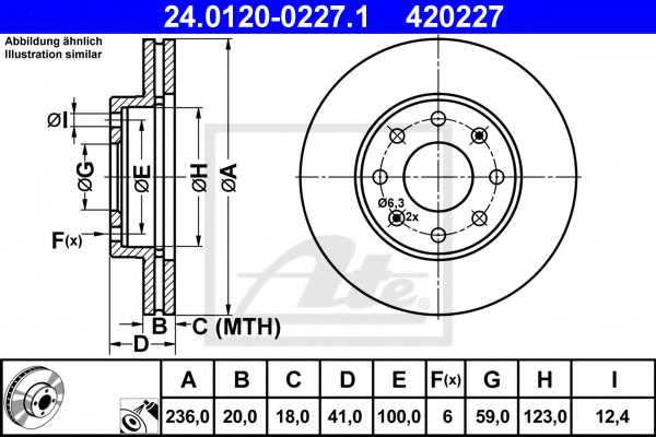 Тормозной диск ATE 420227 / 24.0120-0227.1 - изображение