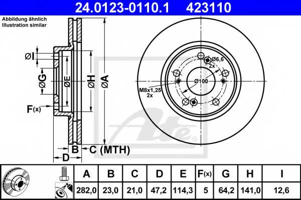 Тормозной диск ATE 423110 / 24.0123-0110.1 - изображение