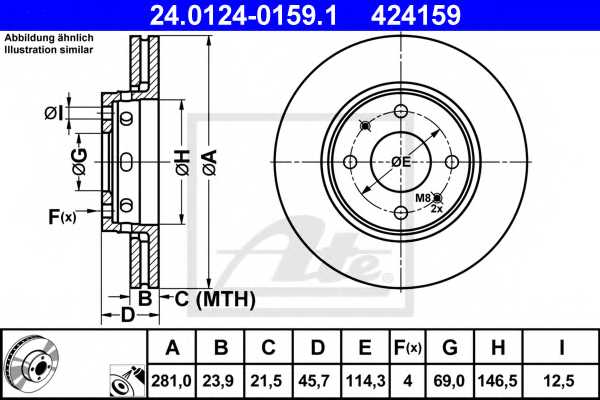 Тормозной диск ATE 424159 / 24.0124-0159.1 - изображение