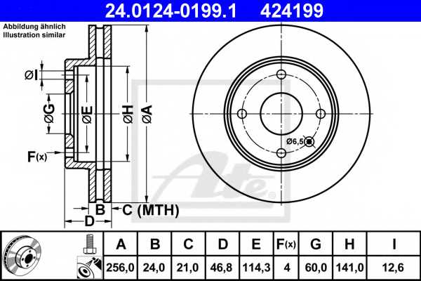 Тормозной диск ATE 424199 / 24.0124-0199.1 - изображение