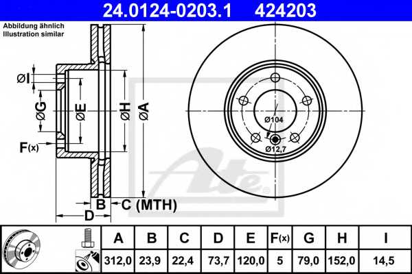 Тормозной диск ATE 424203 / 24.0124-0203.1 - изображение