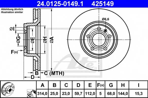 Тормозной диск ATE 425149 / 24.0125-0149.1 - изображение