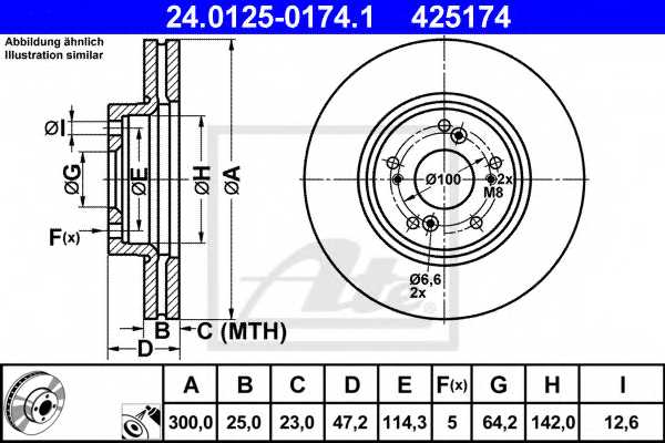 Тормозной диск ATE 425174 / 24.0125-0174.1 - изображение