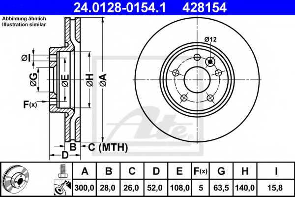 Тормозной диск ATE 428154 / 24.0128-0154.1 - изображение
