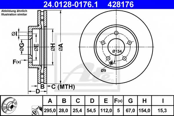 Тормозной диск ATE 428176 / 24.0128-0176.1 - изображение