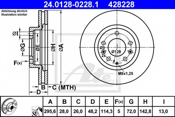 Тормозной диск ATE 428228 / 24.0128-0228.1 - изображение