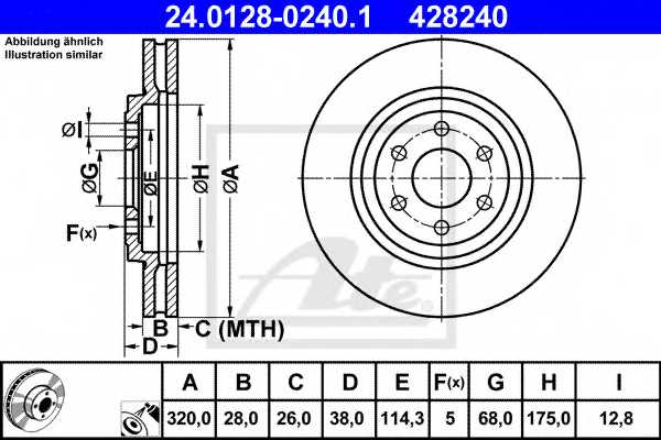 Тормозной диск ATE 428240 / 24.0128-0240.1 - изображение