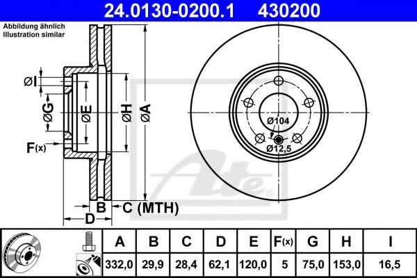 Тормозной диск ATE 430200 / 24.0130-0200.1 - изображение
