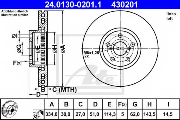 Тормозной диск ATE 430201 / 24.0130-0201.1 - изображение