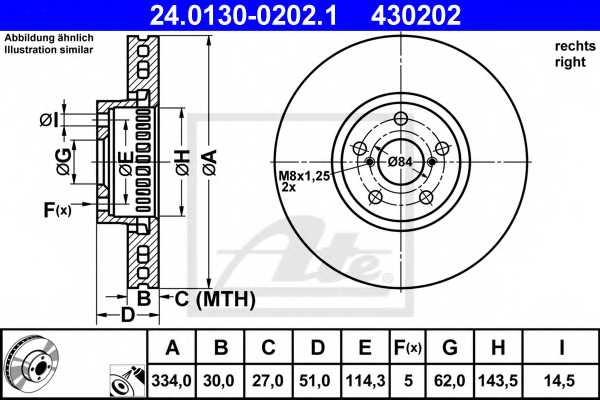 Тормозной диск ATE 430202 / 24.0130-0202.1 - изображение
