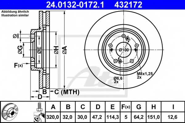 Тормозной диск ATE 432172 / 24.0132-0172.1 - изображение