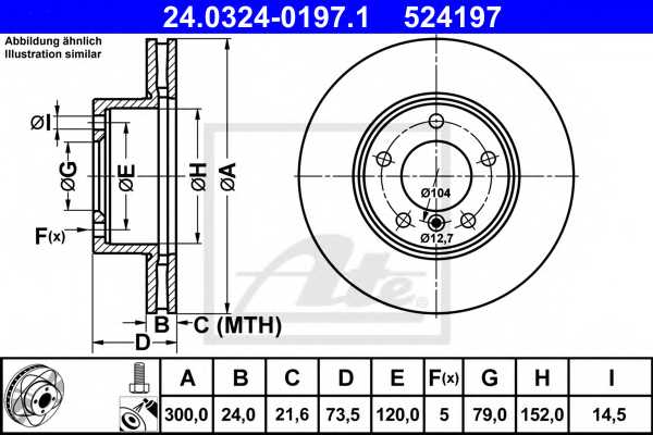 Тормозной диск ATE 524197 / 24.0324-0197.1 - изображение