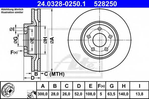 Тормозной диск ATE 528250 / 24.0328-0250.1 - изображение