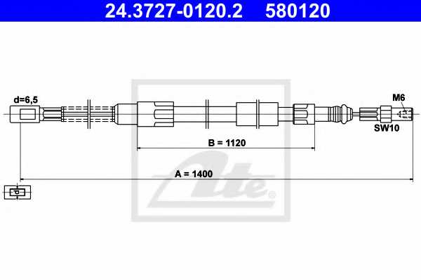 Трос стояночной тормозной системы ATE 580120 / 24.3727-0120.2 - изображение