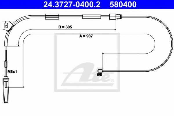 Трос стояночной тормозной системы ATE 580400 / 24.3727-0400.2 - изображение