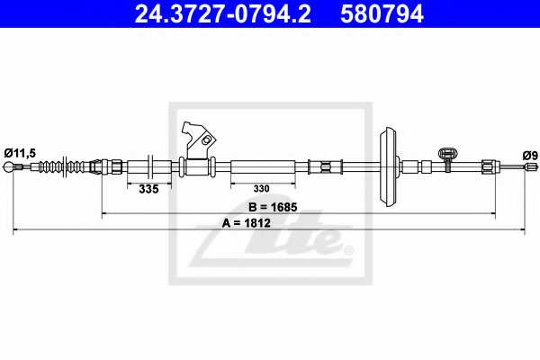 Трос стояночной тормозной системы ATE 580794 / 24.3727-0794.2 - изображение
