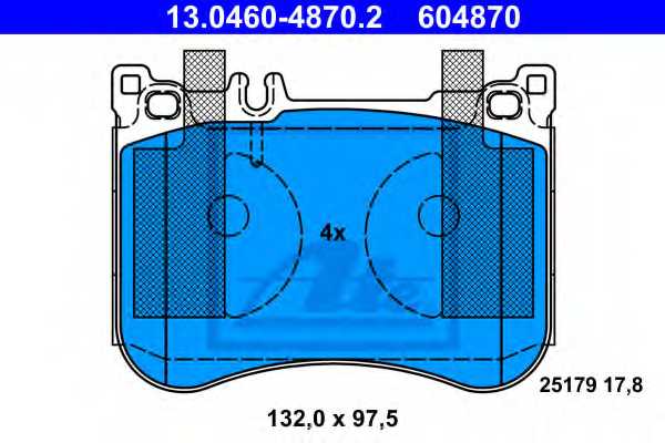 Колодки тормозные дисковые для MERCEDES S(A217,C217,V222,W222,X222), SL(R231) <b>ATE 13.0460-4870.2 / 604870</b> - изображение