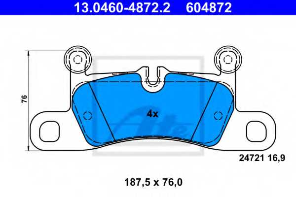 Колодки тормозные дисковые для VW TOUAREG(7P5) <b>ATE 13.0460-4872.2 / 604872</b> - изображение