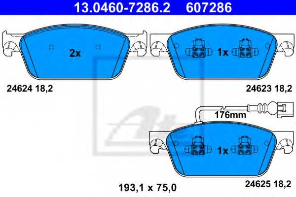 Колодки тормозные дисковые для VW MULTIVAN, TRANSPORTER <b>ATE 13.0460-7286.2 / 607286</b> - изображение