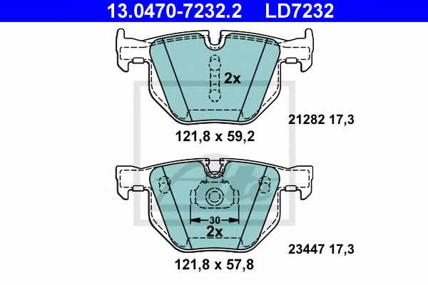 Колодки тормозные дисковые для BMW X5(E70,F15,F85), X6(E71,E72,F16,F86) <b>ATE 13.0470-7232.2 / LD7232</b> - изображение