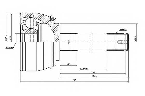 Шарнирный комплект приводного вала AYWIPARTS AW1510005 - изображение Шарнирный комплект приводного вала AYWIPARTS AW1510005 - изображение