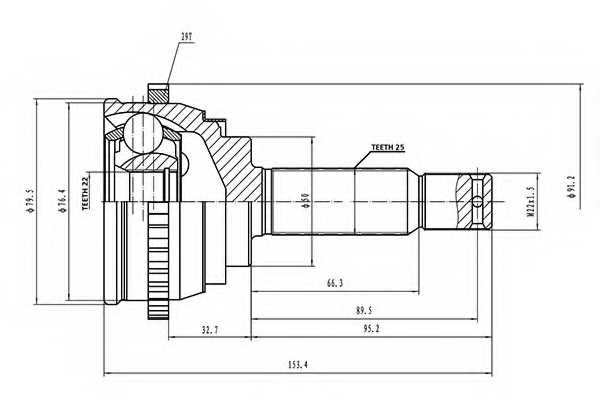 Шарнирный комплект приводного вала AYWIPARTS AW1510178A - изображение Шарнирный комплект приводного вала AYWIPARTS AW1510178A - изображение
