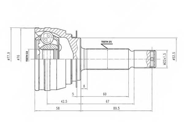Шарнирный комплект приводного вала AYWIPARTS AW1510194 - изображение
