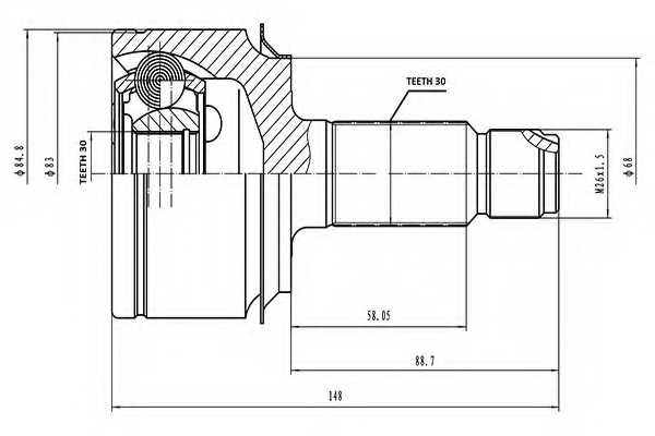 Шарнирный комплект приводного вала AYWIPARTS AW1510366 - изображение Шарнирный комплект приводного вала AYWIPARTS AW1510366 - изображение